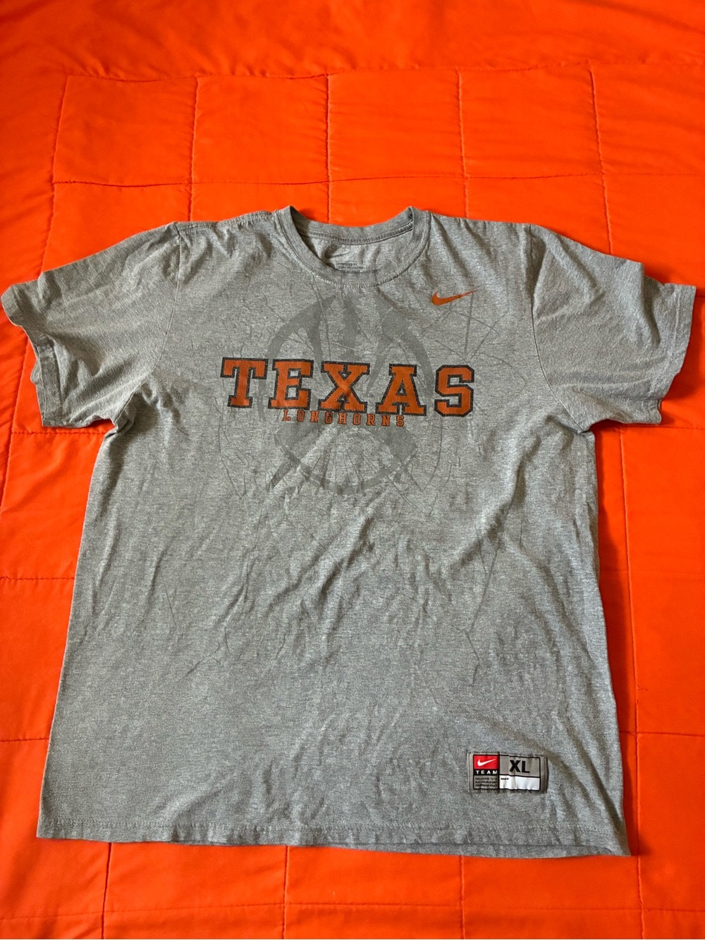 Nike Men's Gray Texas Longhorns Short Sleeve Tee with Orange Logo XL
